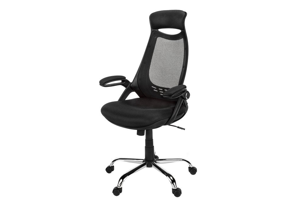 Black Polyester Seat Swivel Adjustable Task Chair Mesh Back Plastic Frame