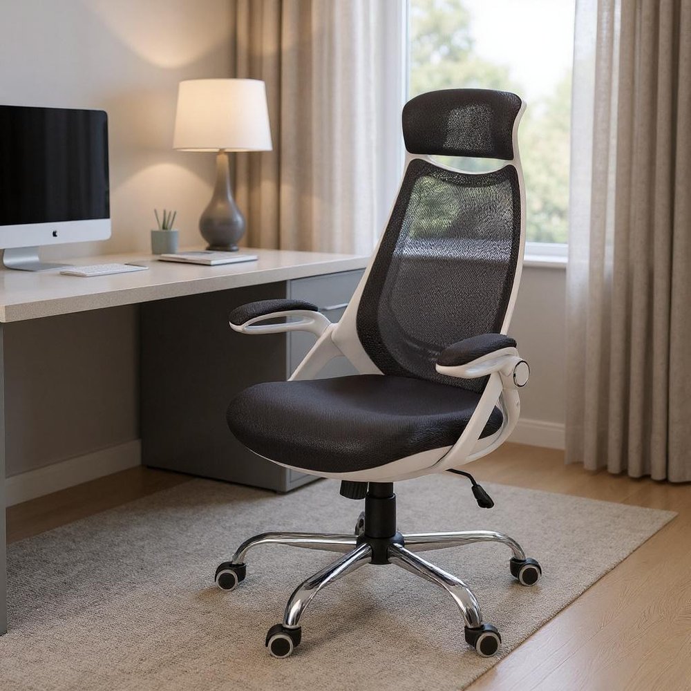 Gray Black and Silver Adjustable Height Swivel Rolling Executive Office Chair