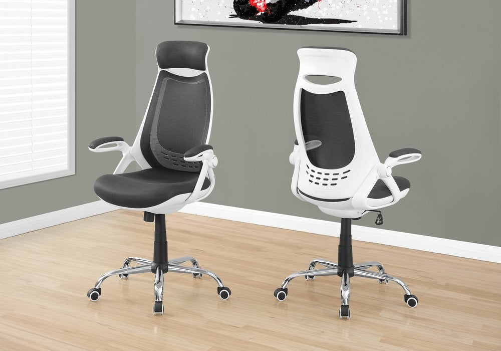 Black Polyester Seat Swivel Adjustable Executive Chair Mesh Back Plastic Frame