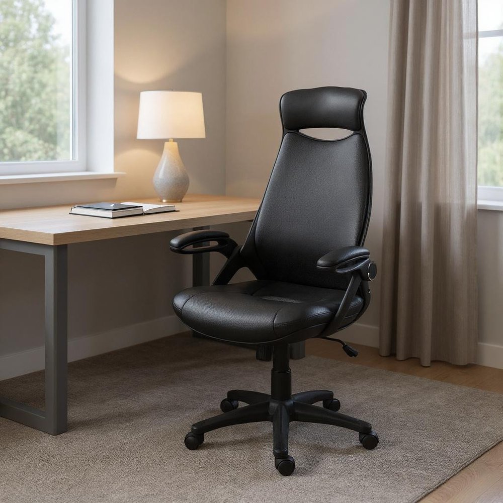 Black Adjustable Swivel Fabric Rolling Executive Office Chair