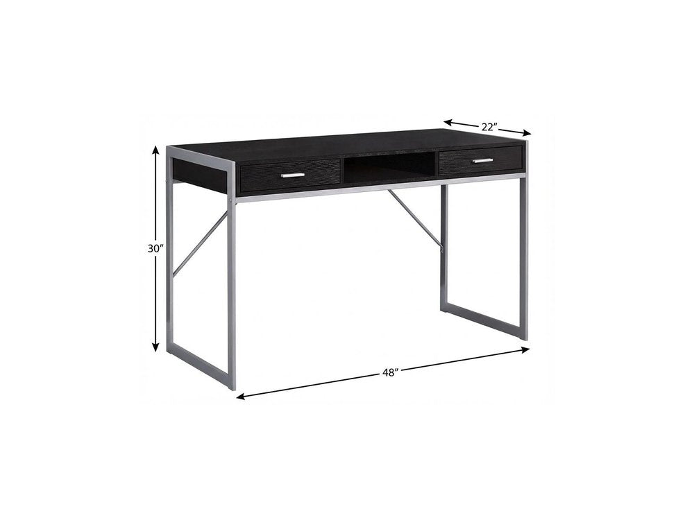 48" White and Silver Computer Desk With Two Drawers