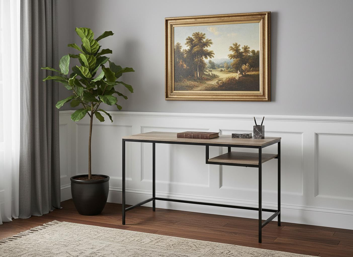 22" White and Silver Computer Desk