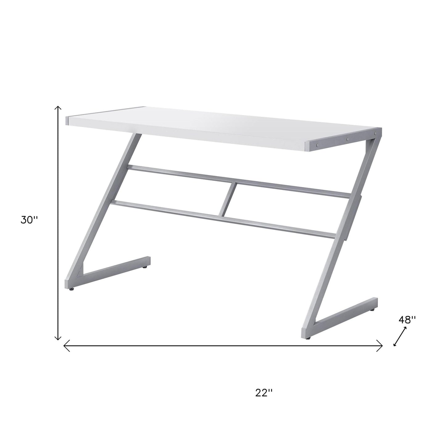 22" White and Silver Computer Desk