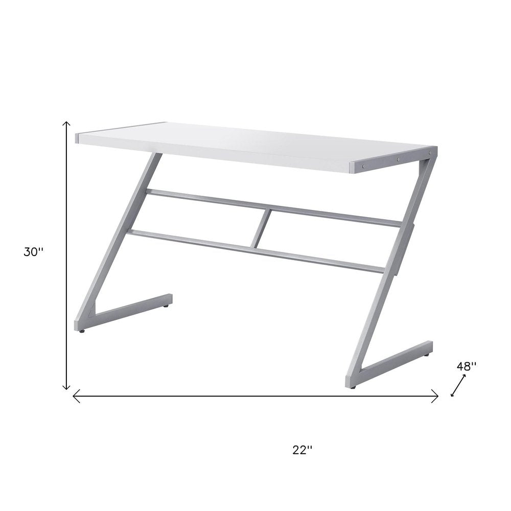 22" White and Silver Computer Desk