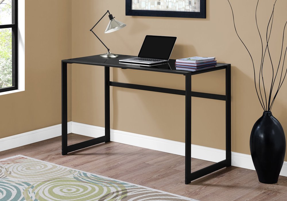 22" Black Glass Computer Desk
