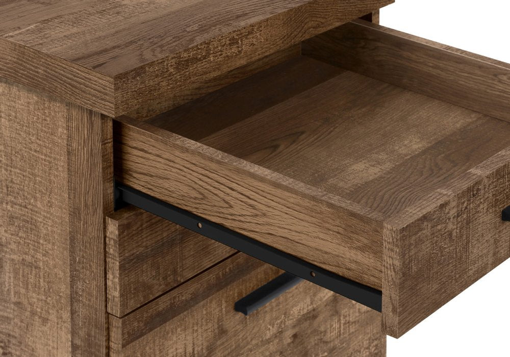 25" Brown Particle Board and Wood Filing Cabinet With Drawers