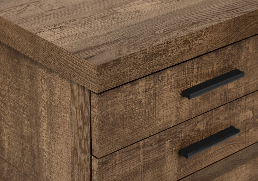 25" Brown Particle Board and Wood Filing Cabinet With Drawers