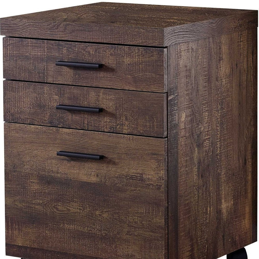 25" Brown Particle Board and Wood Filing Cabinet With Drawers