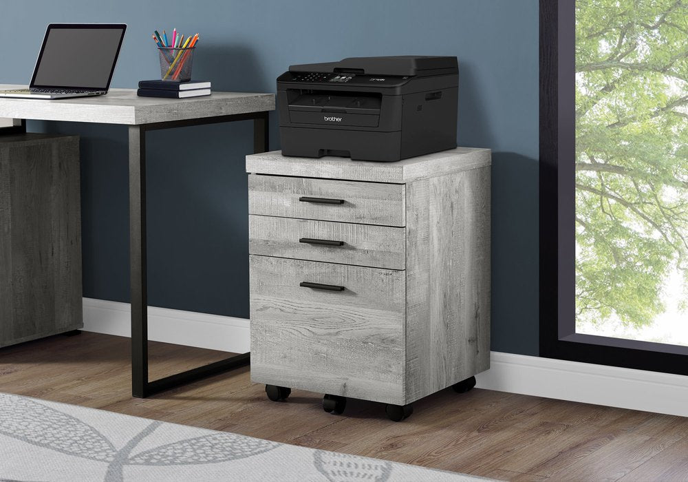 25" Brown Particle Board and Wood Filing Cabinet With Drawers