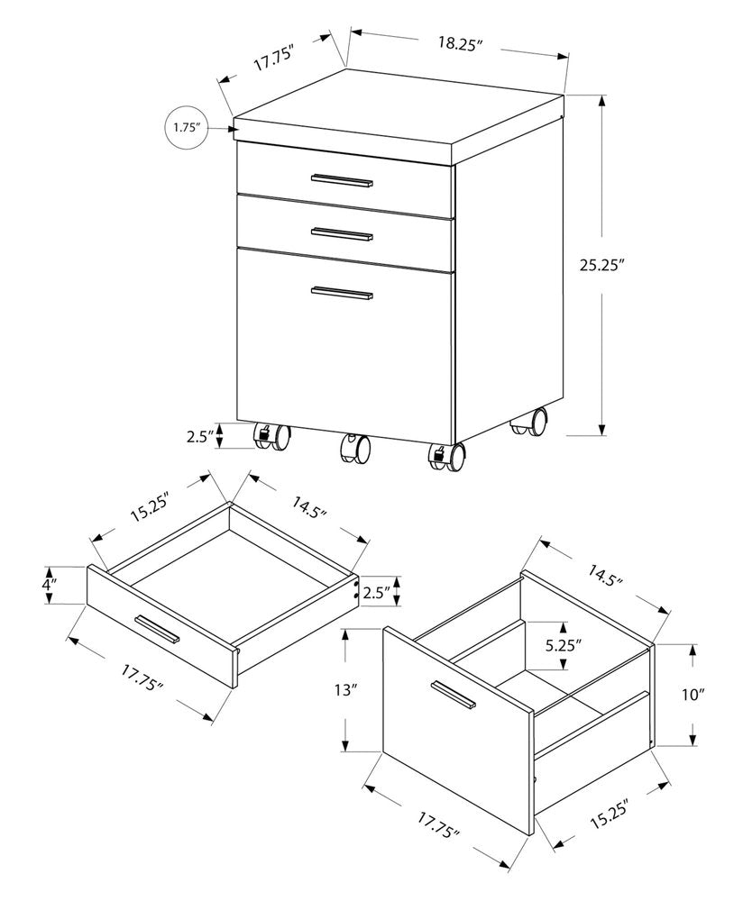 25" Brown Particle Board and Wood Filing Cabinet With Drawers