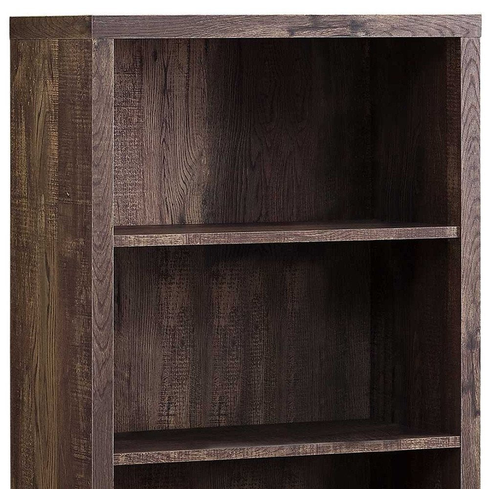 48" Black And Gray Distressed Wood Adjustable Four Tier Bookcase