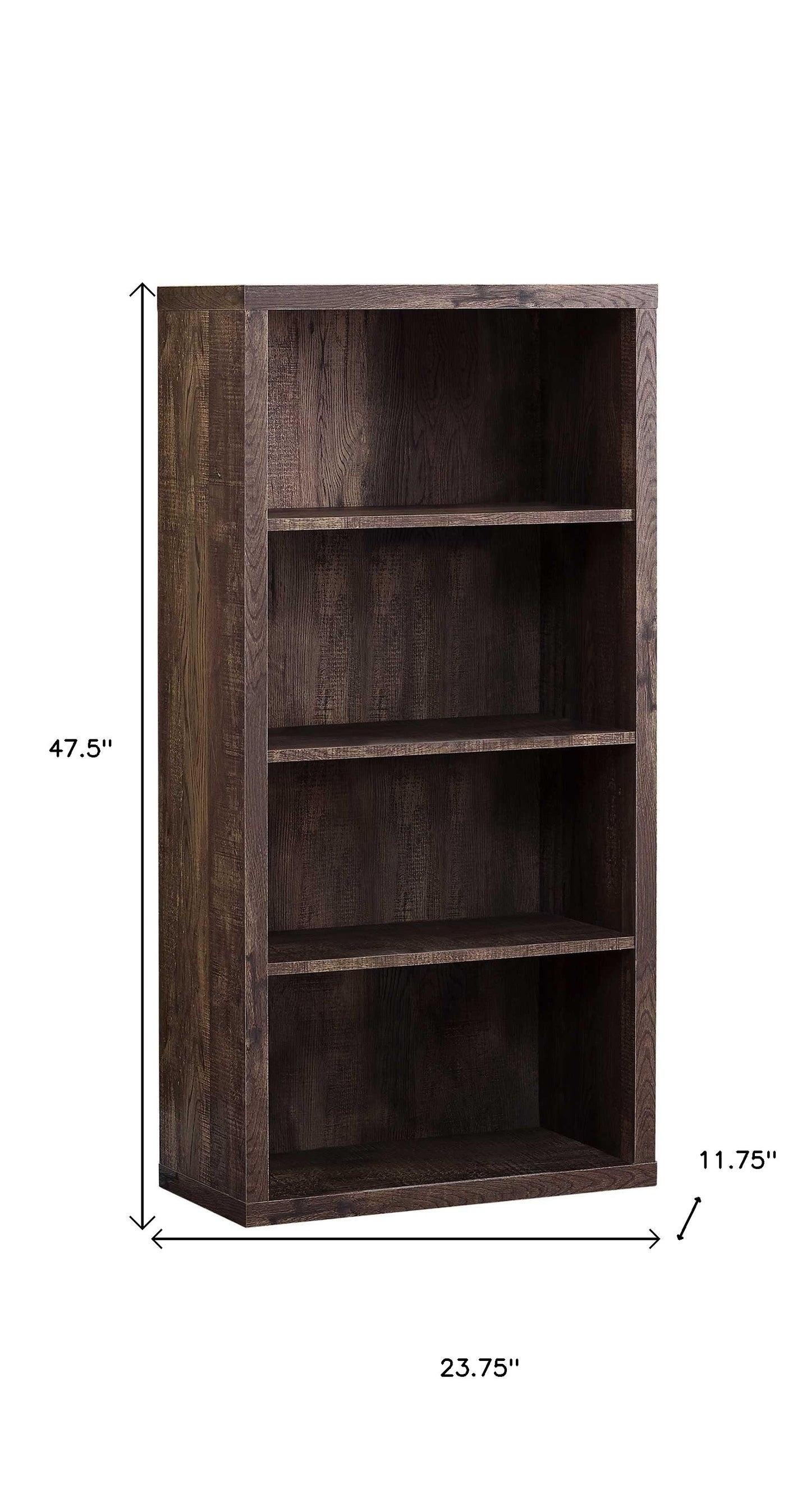White Wood Adjustable Four Tier Bookcase