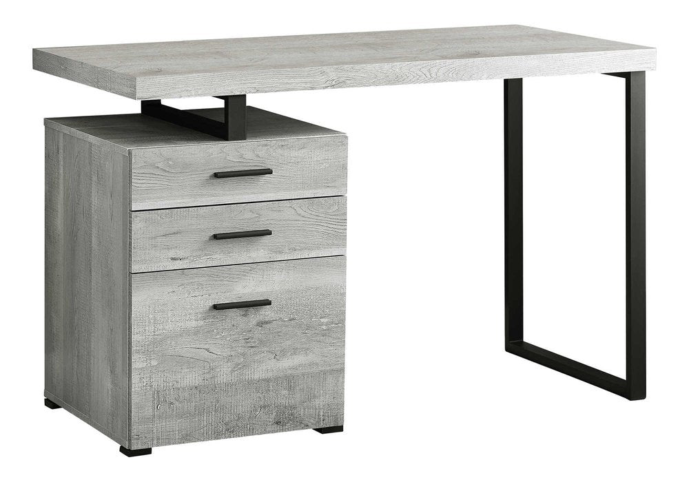 47" Gray and Black Computer Desk With Three Drawers
