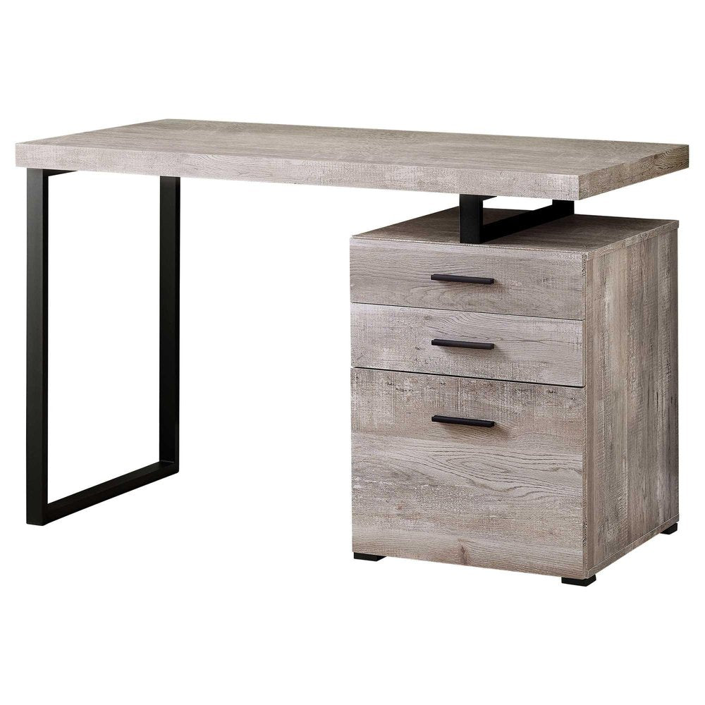 47" Brown and Black Computer Desk With Three Drawers