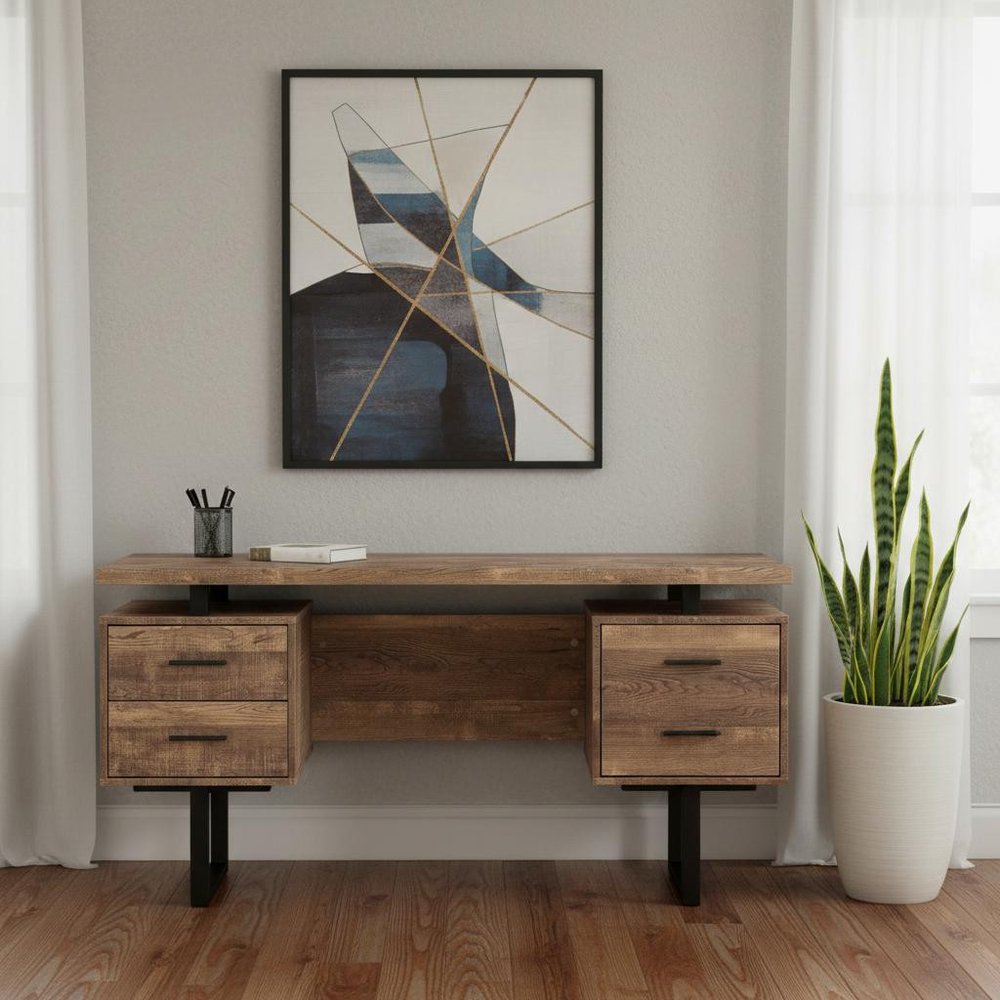 24" Brown and Black With Three Drawers