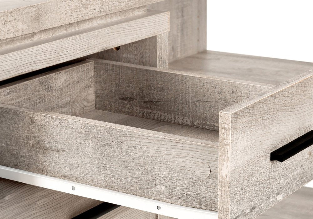 47" Gray L Shape Computer Desk With Three Drawers