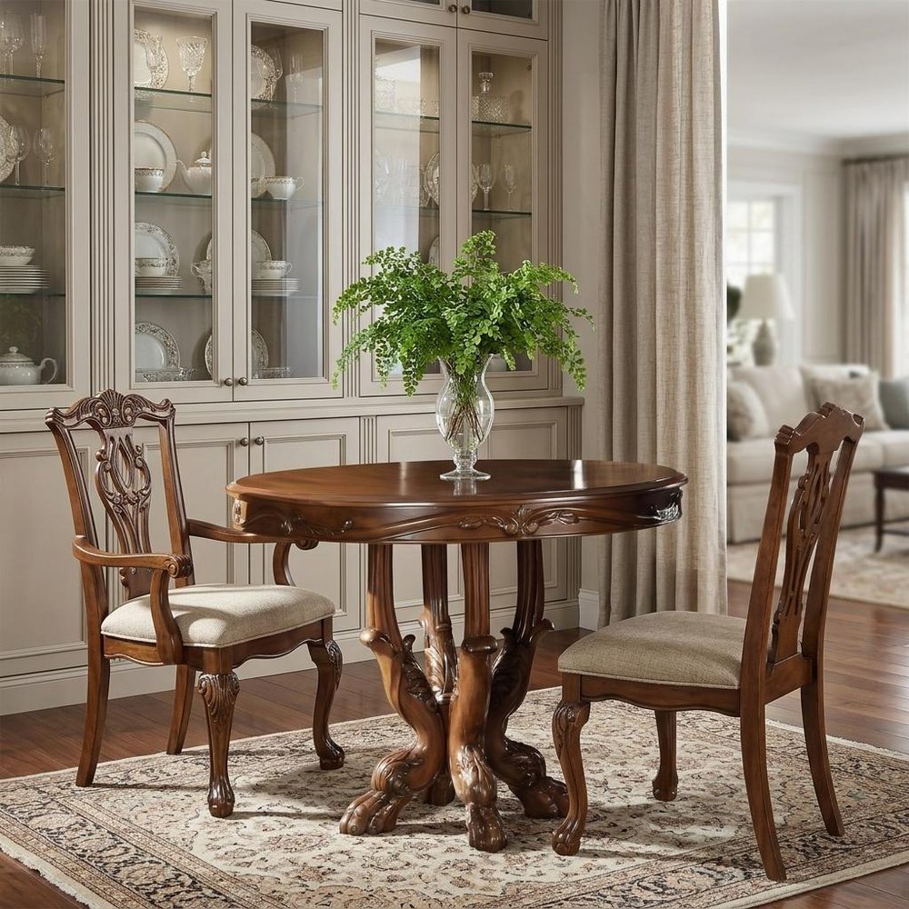 48" Brown Solid Wood Dining Table