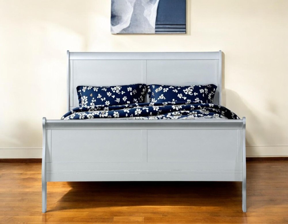 King Silver Sleigh Bed