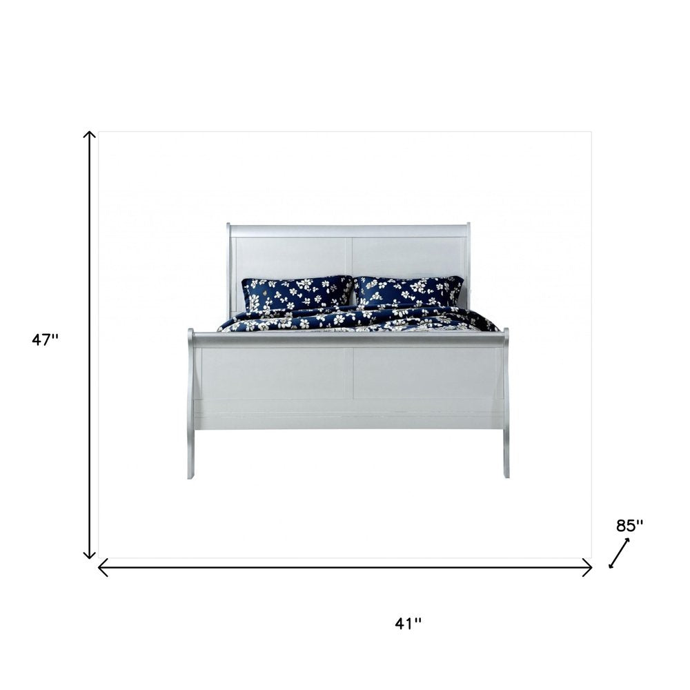 King Silver Sleigh Bed