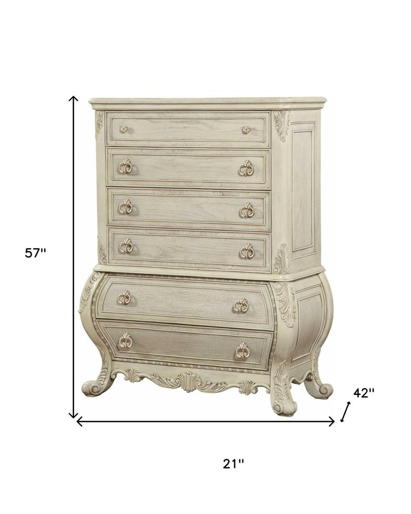 21" X 42" X 57" Antique White Wood Chest