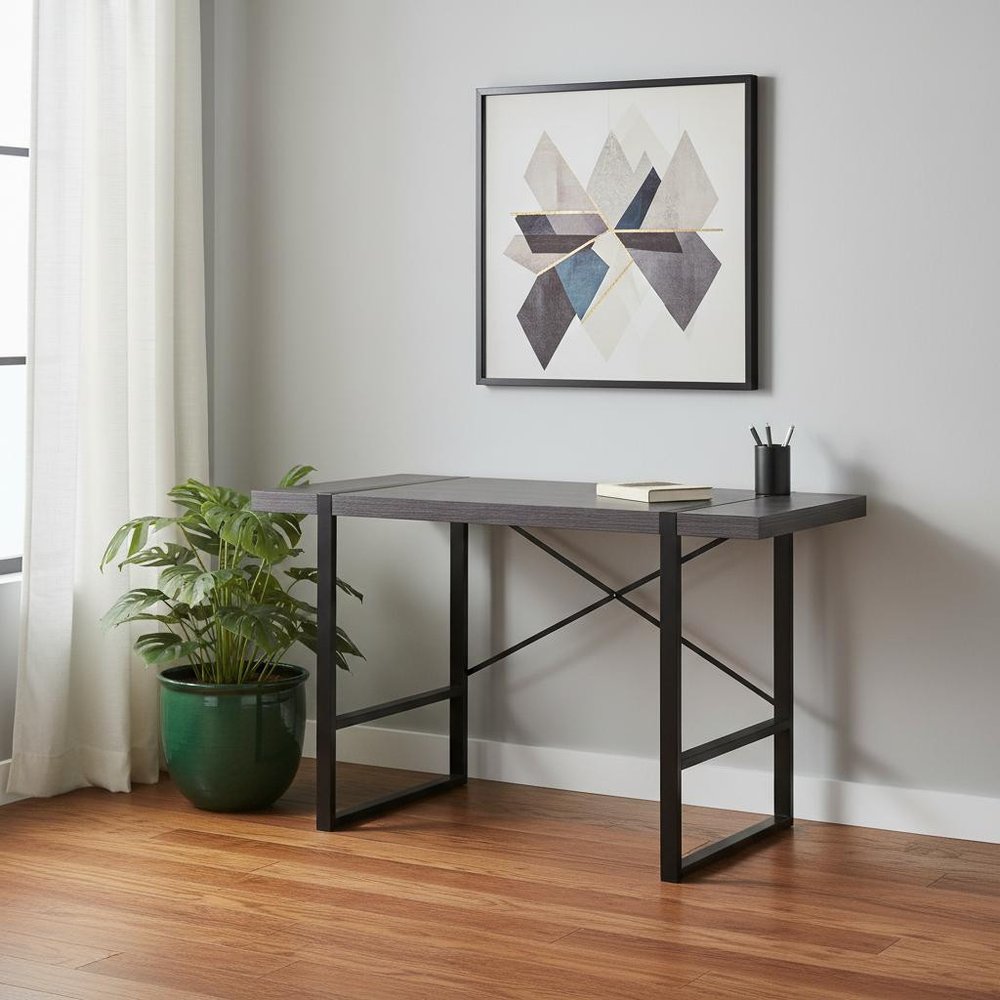 24" Gray and Black Computer Desk