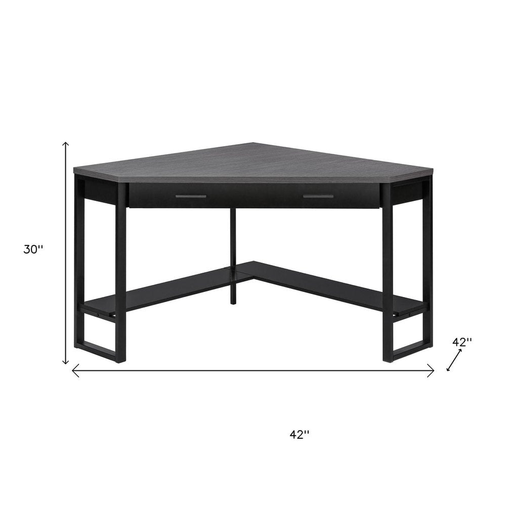 42" Gray and Black Corner Computer Desk