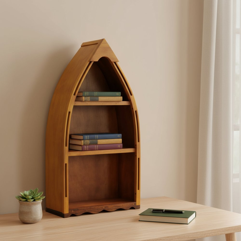 34" Wood Three Tier Boat Bookcase