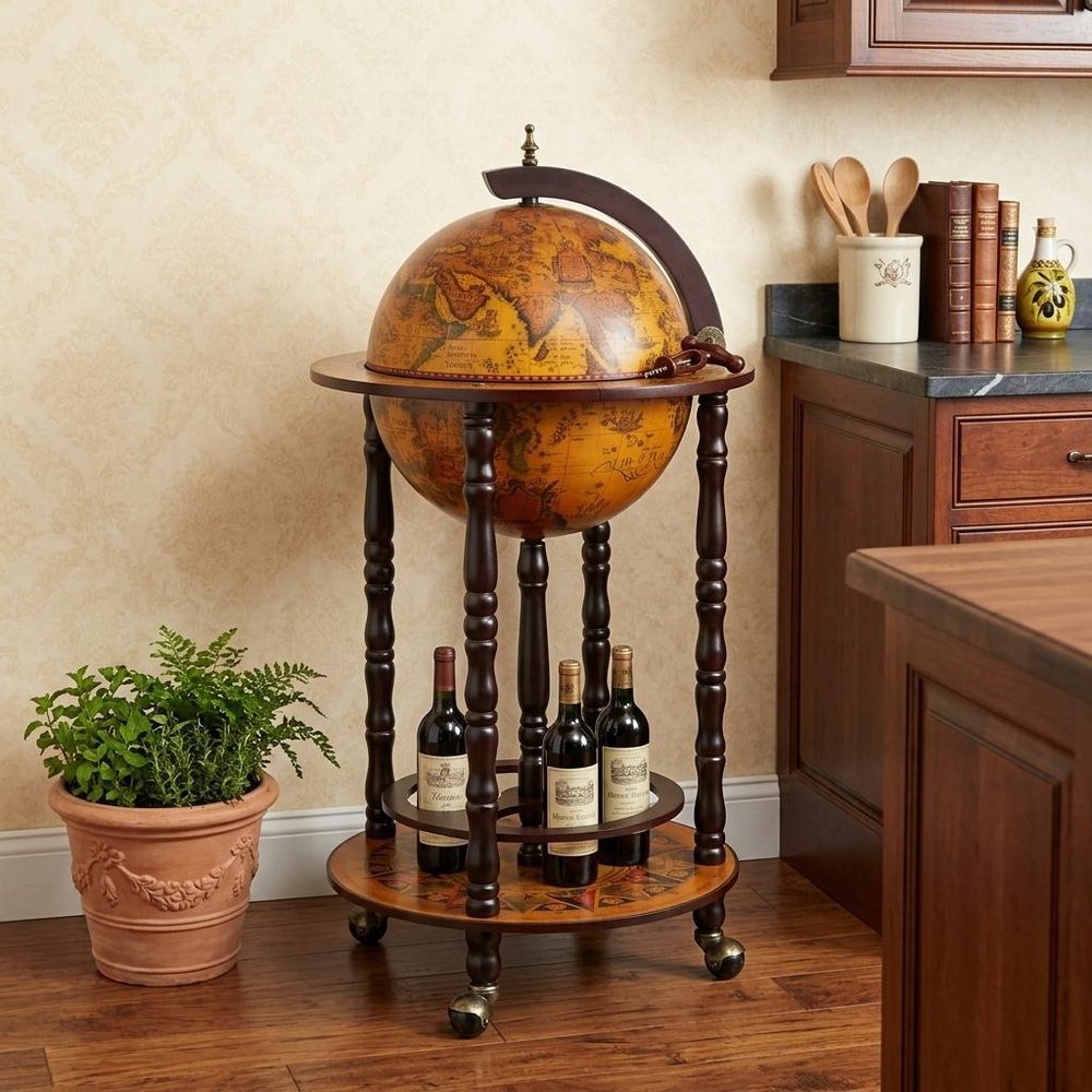 17" X 17" X 35" Globe Bar Table 330Mm 4 Legs Stand Red