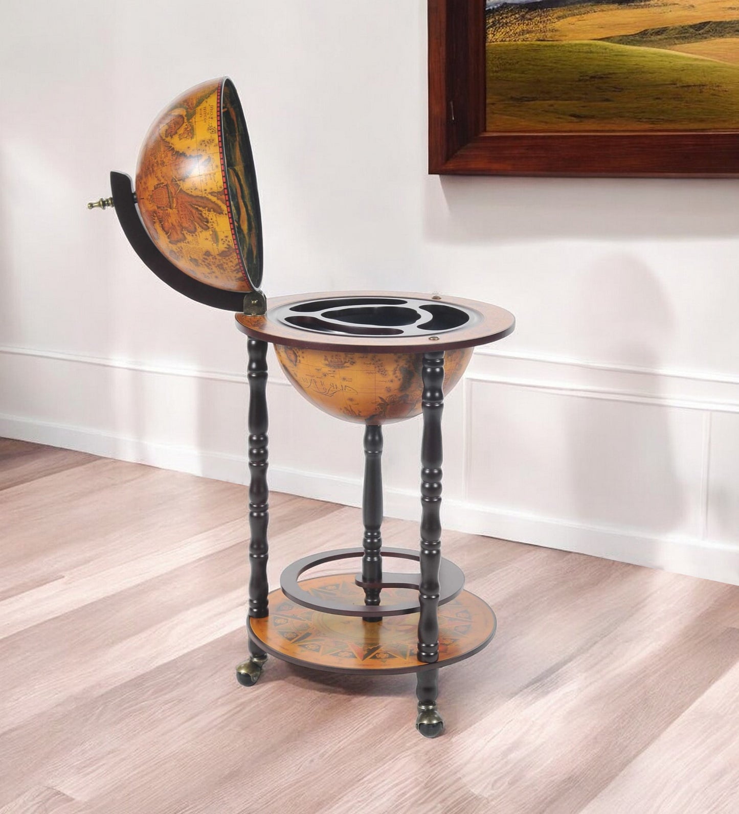 17" X 17" X 35" Globe Bar Table 330Mm 4 Legs Stand Red