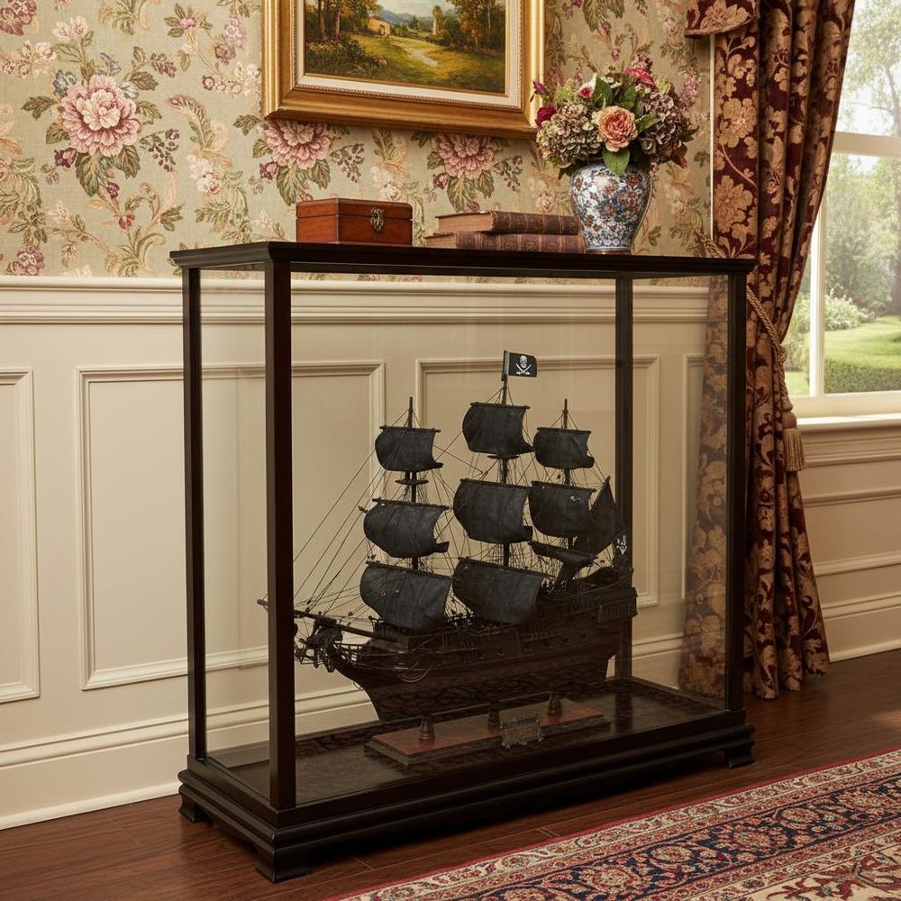 34" Black Glass Standard Display Stand