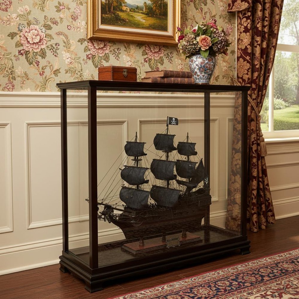 34" Black Glass Standard Display Stand