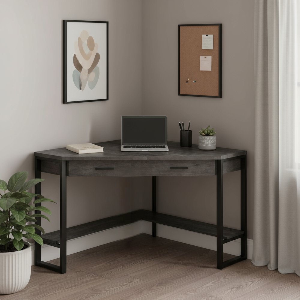 42" Black Corner Computer Desk