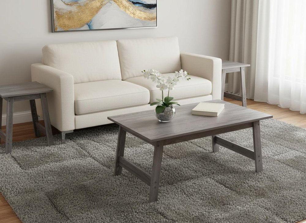 Set of Three 36" Gray Coffee Table