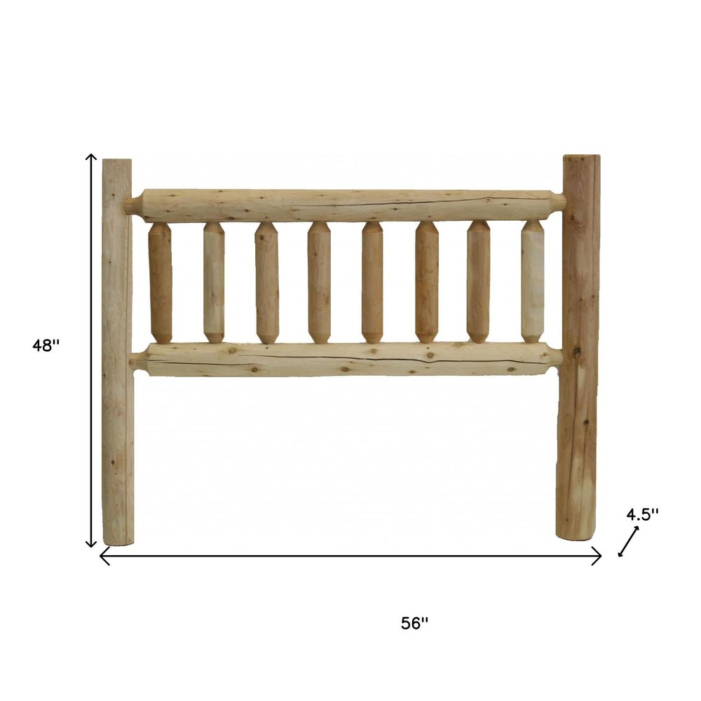 Natural Clear Finish Cedar Log Double Headboard