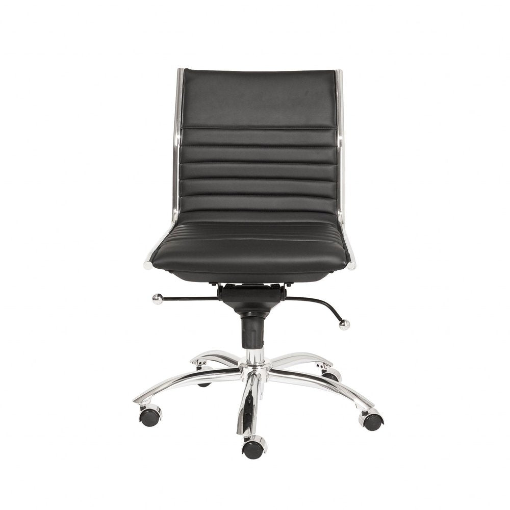 Black and Silver Adjustable Swivel Faux Leather Rolling Conference Office Chair