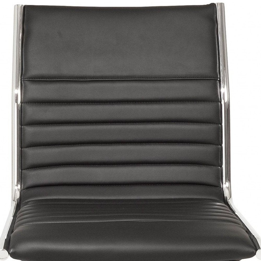 Black and Silver Adjustable Swivel Faux Leather Rolling Conference Office Chair