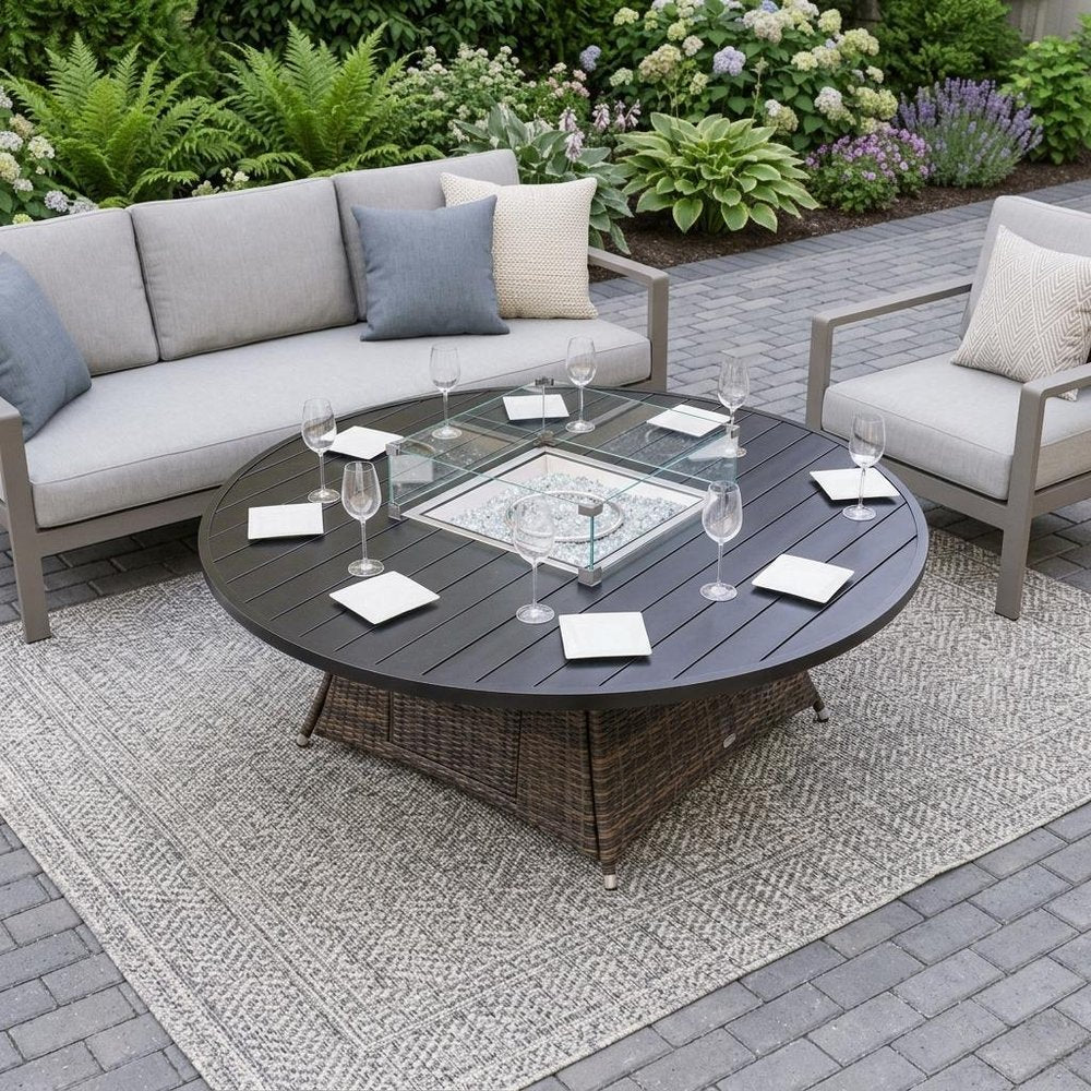 50000 BTU 325" Brown Aluminum Propane Round Fire Pit