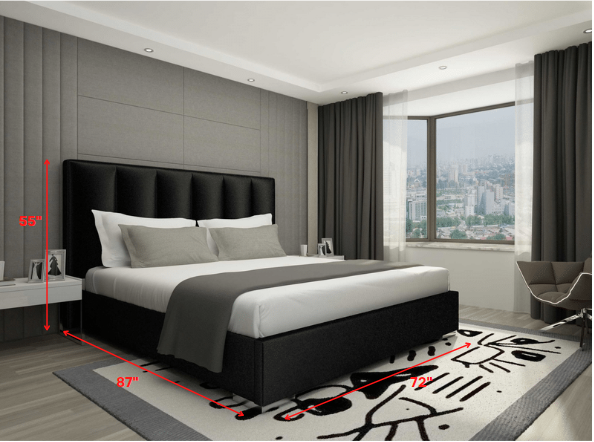 Black Tufted Velvet Upholstered Queen Bed Frame