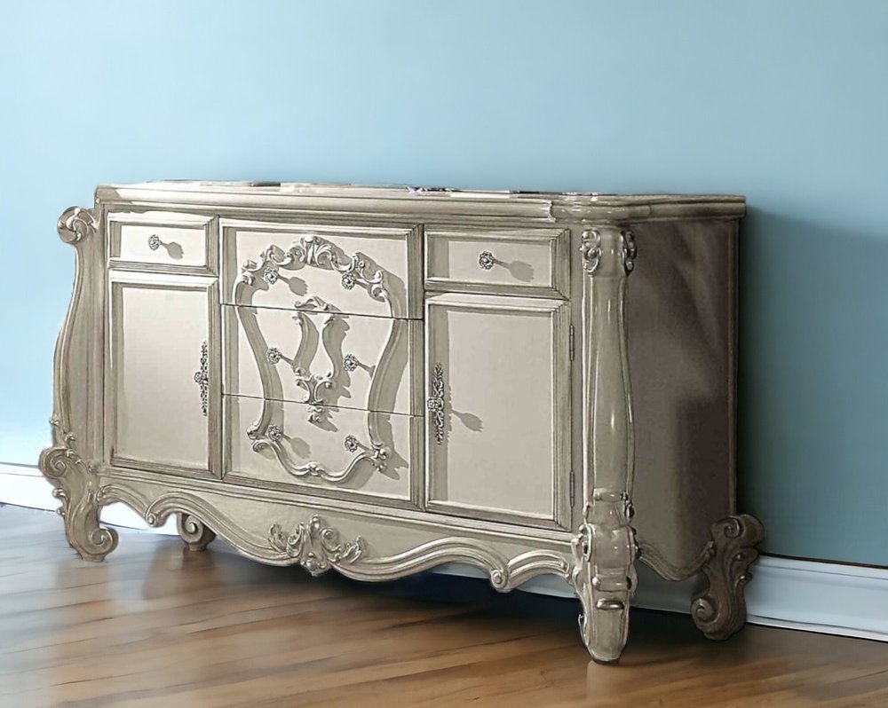 71" Solid Wood Five Drawer Dresser
