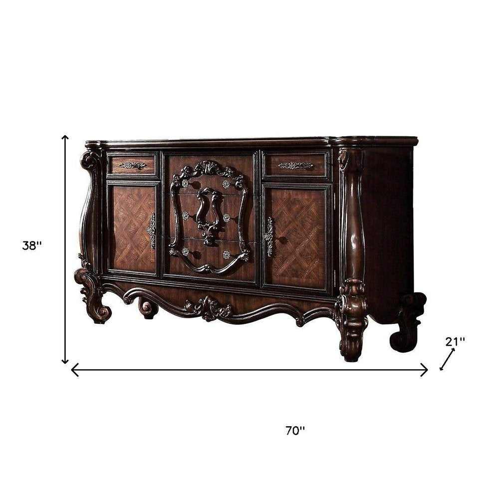 71" Solid Wood Five Drawer Dresser