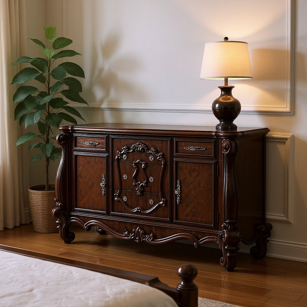 71" Solid Wood Five Drawer Dresser