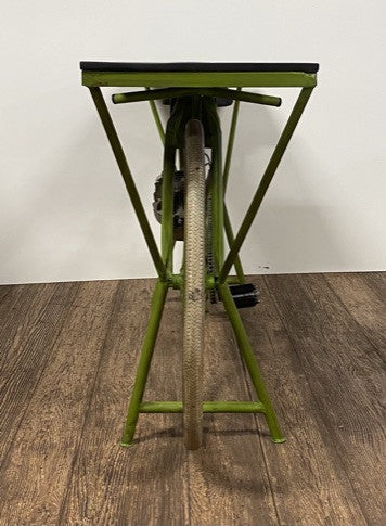71" Brown and Green Solid Wood and Metal Bike Kitchen Cart