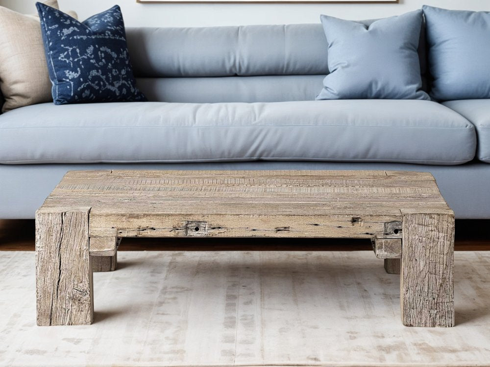 48" Natural Wood Distressed Coffee Table