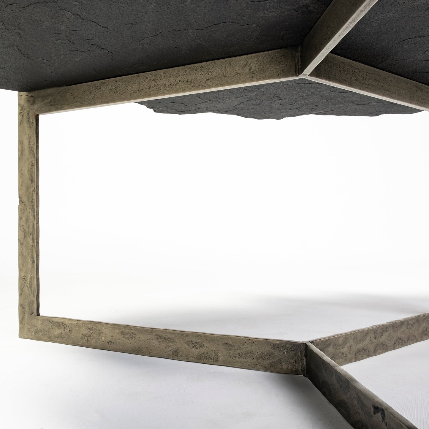 40" Black and Gold Stone and Iron Free Form Distressed Coffee Table