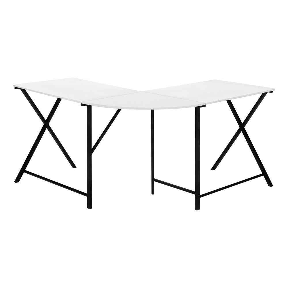 55" White and Black L Shape Computer Desk