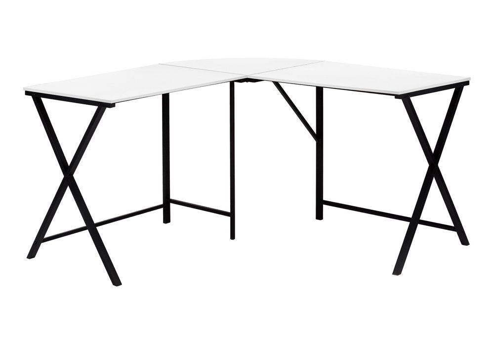 55" White and Black L Shape Computer Desk