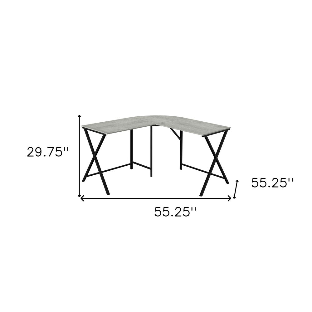 55" Gray and Black L Shape Computer Desk