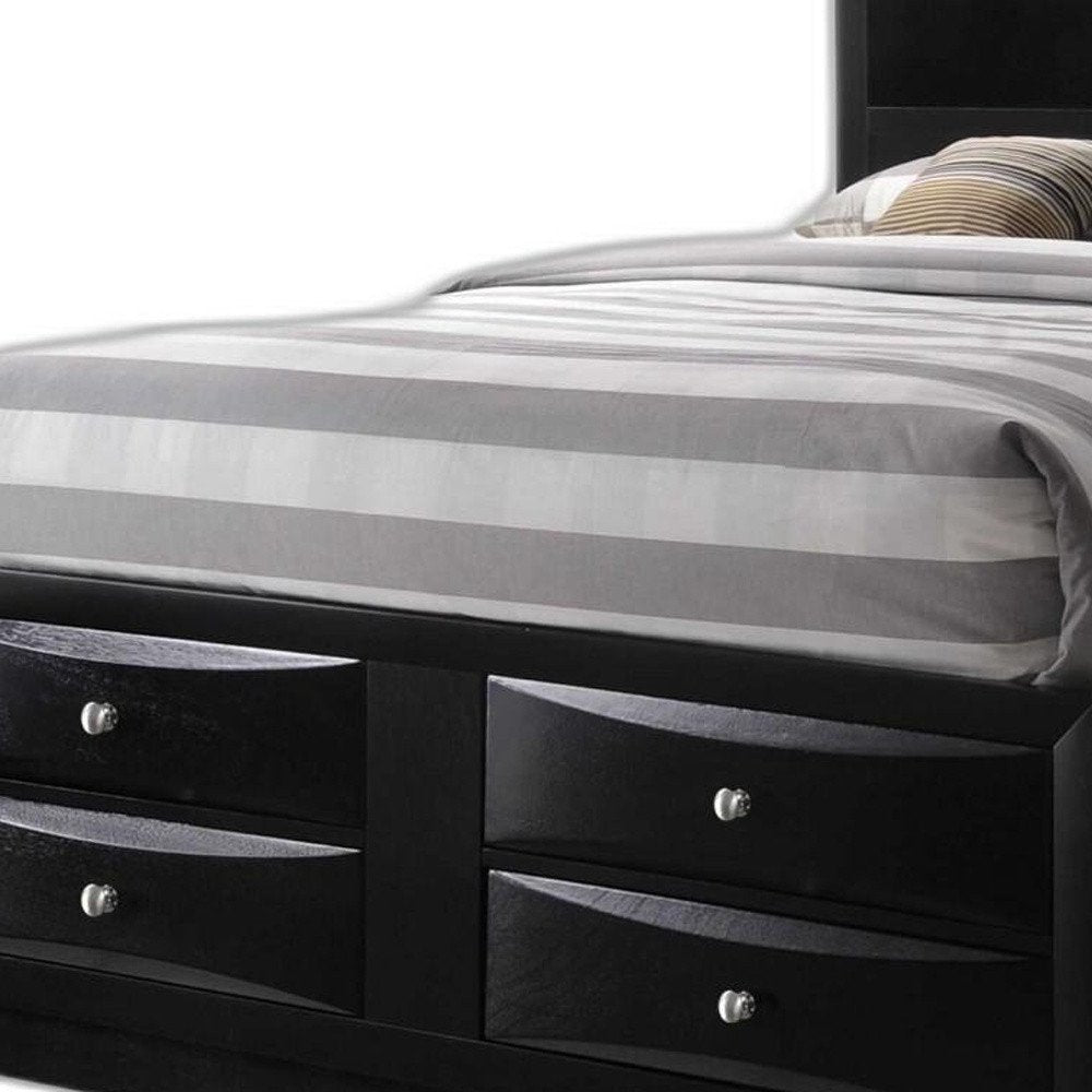 Black Wood King Bed Frame With Drawers