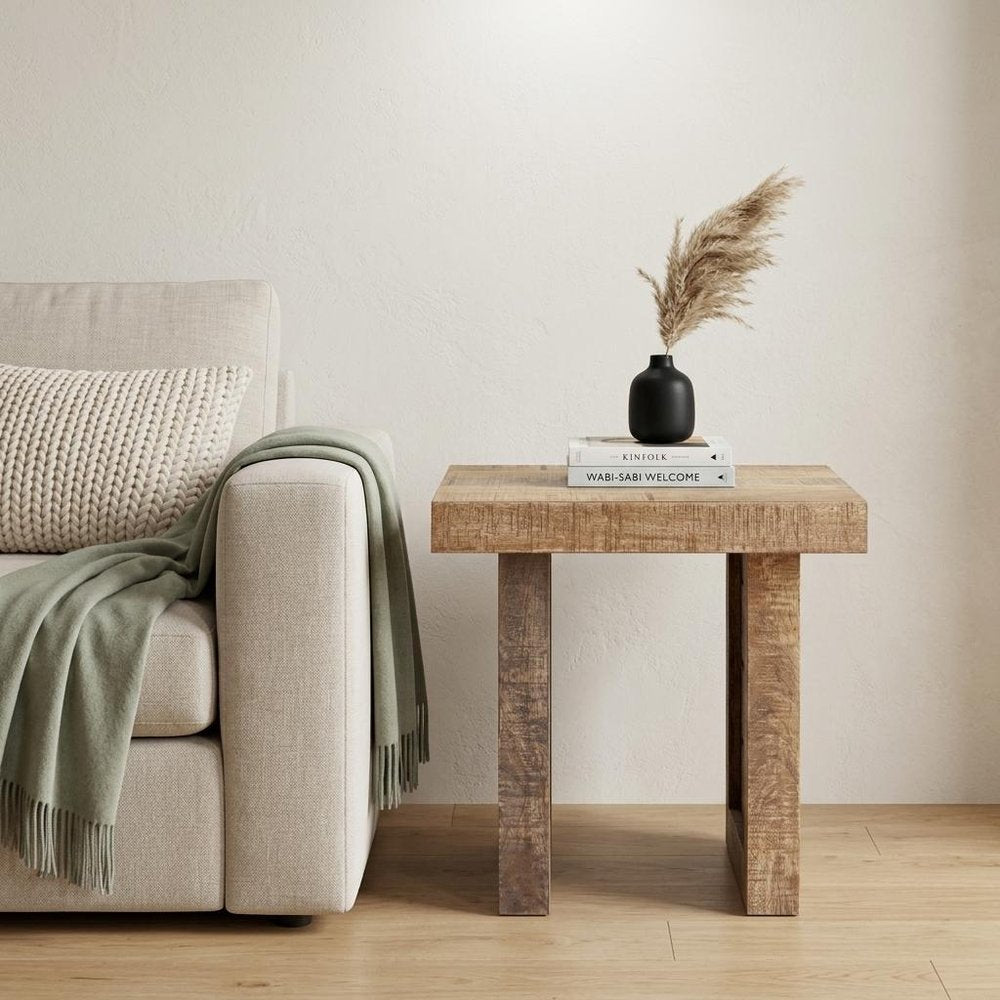 20" Brown Solid Wood Square End Table