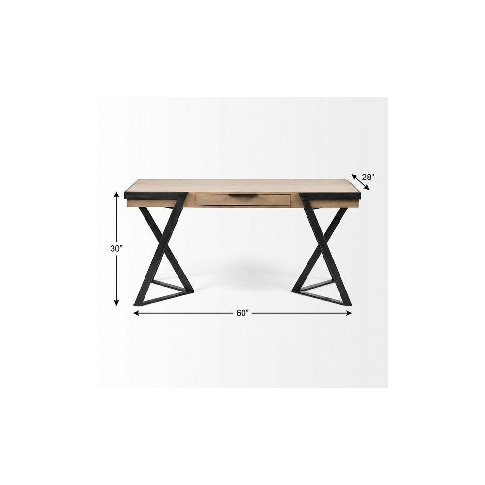 60" Brown and Black Writing Desk